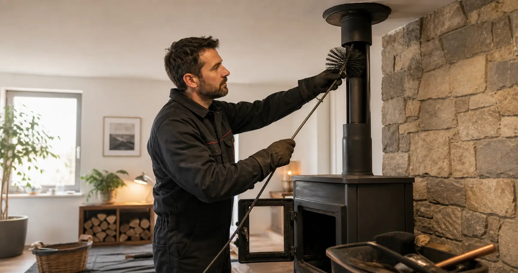 Ramoneur intervenant chez un particulier
